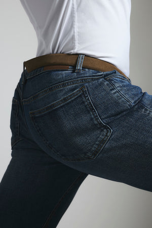 Muscle Fit Stretch Jeans in Mid Blue