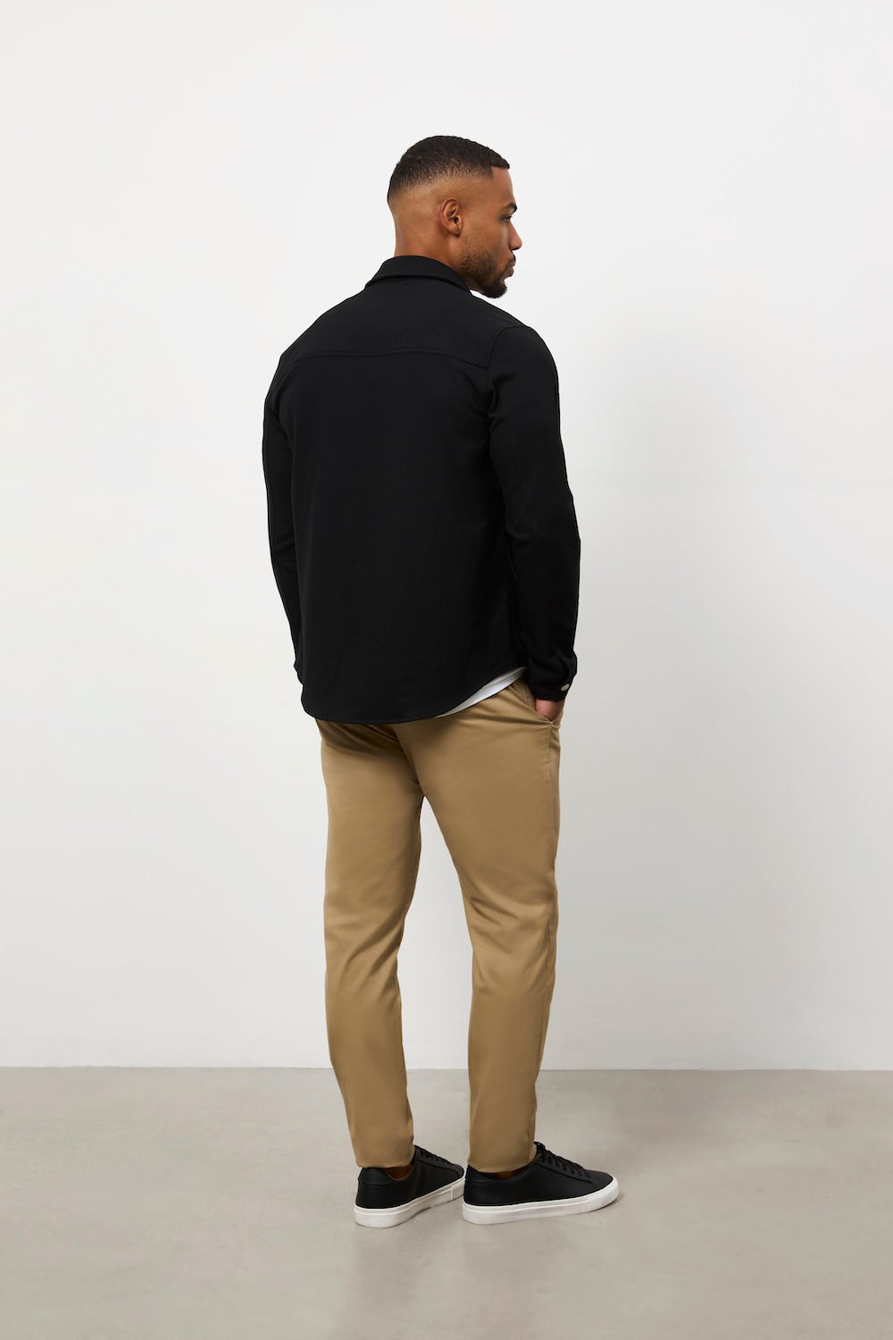 Woven Popper Overshirt in Black