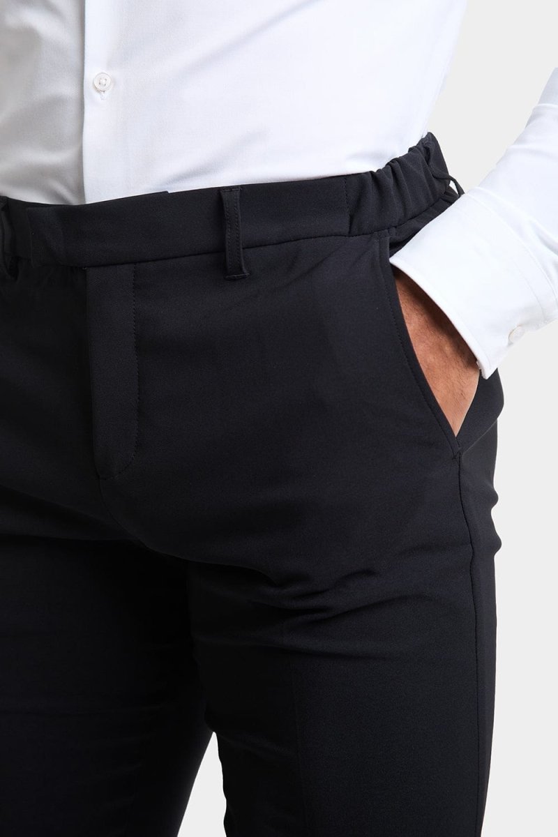 True Muscle Fit Tech Suit Trousers in Black - TAILORED ATHLETE - ROW