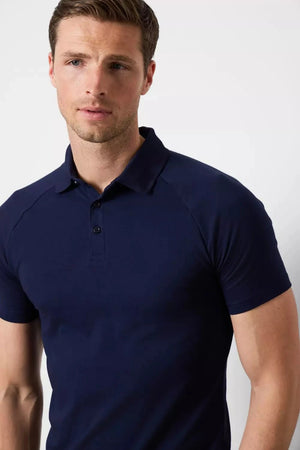 Muscle Fit Polo Shirt in Navy - TAILORED ATHLETE - ROW
