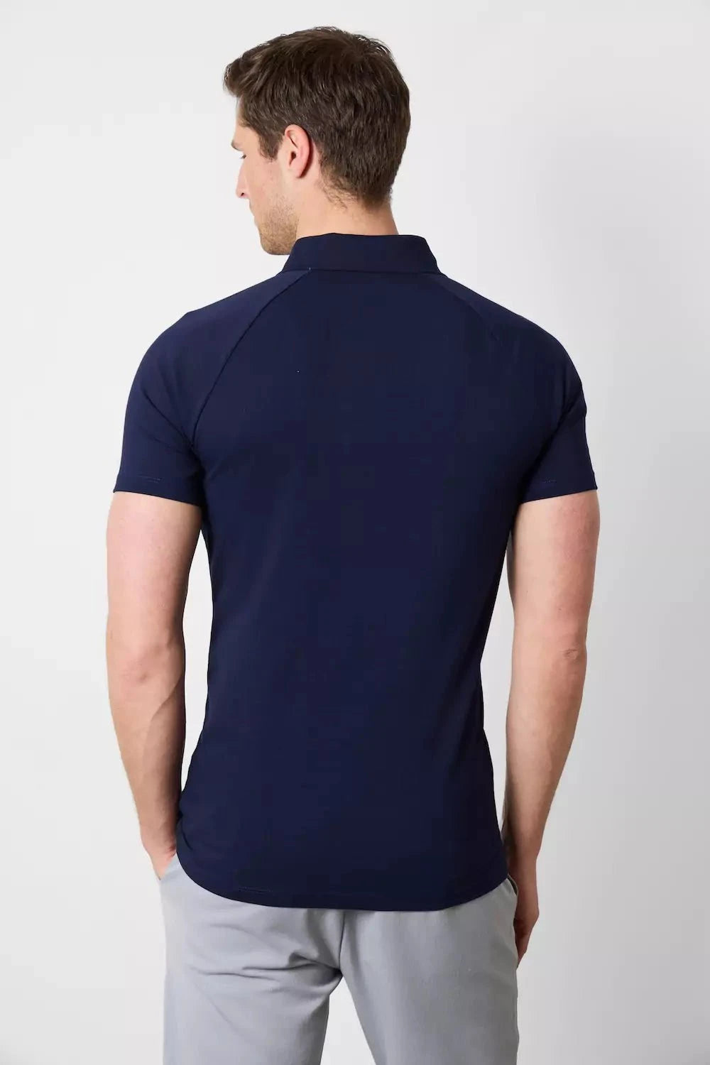 Muscle Fit Polo Shirt in Navy - TAILORED ATHLETE - ROW