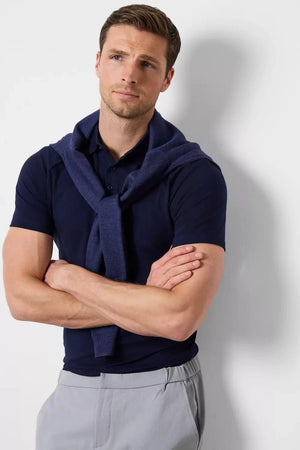 Muscle Fit Polo Shirt in Navy - TAILORED ATHLETE - ROW
