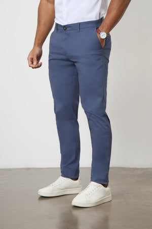 Muscle Fit Cotton Stretch Chino Trouser in Airforce - TAILORED ATHLETE - ROW