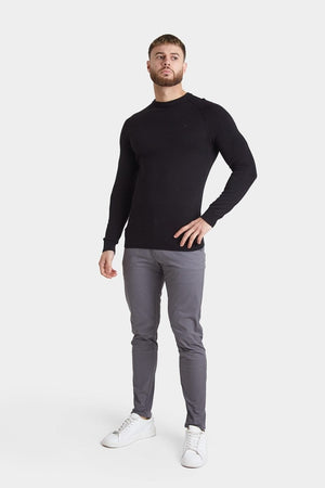 Cotton Crew Neck Jumper in Black - TAILORED ATHLETE - ROW