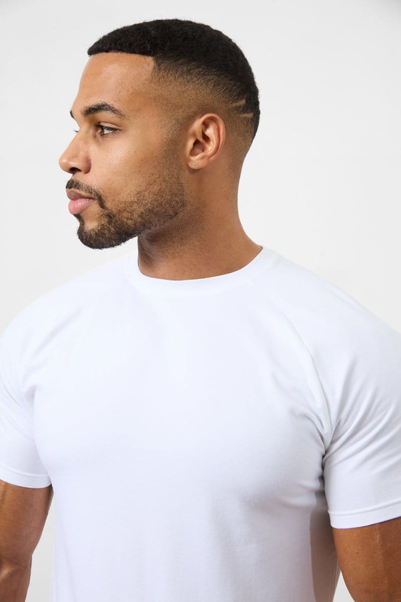 3 Pack Muscle Fit Crew Neck T-Shirt in White - TAILORED ATHLETE - ROW