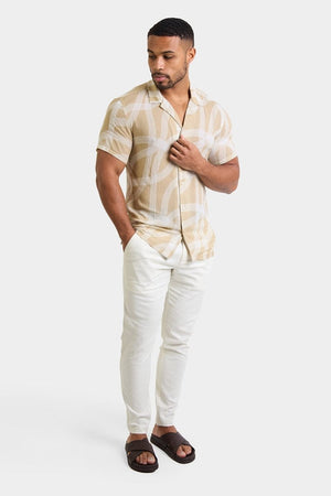 Printed Shirt in Stone Curved Stripe - TAILORED ATHLETE - ROW