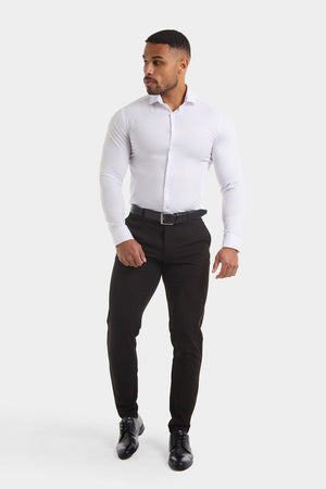Muscle Fit Cutaway Collar Shirt in White - TAILORED ATHLETE - ROW