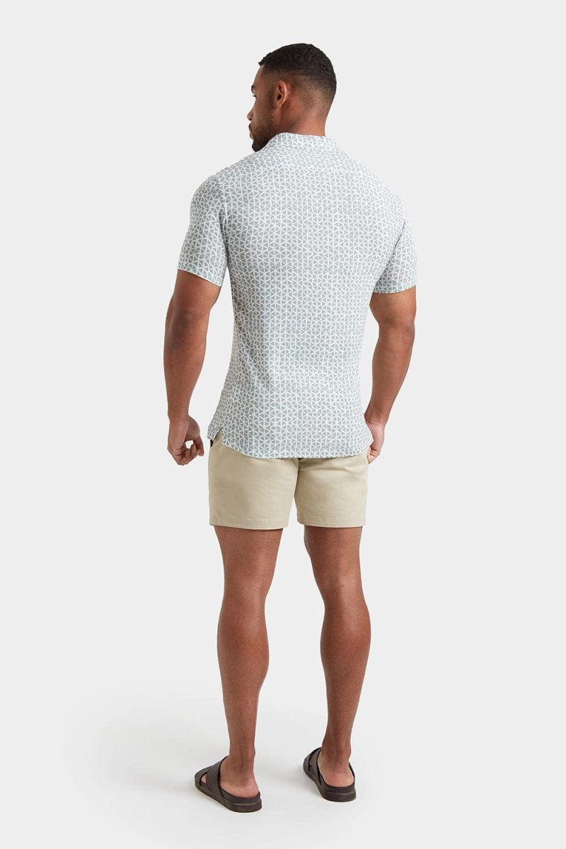 Printed Shirt in Soft Sage/White Doodle Geo - TAILORED ATHLETE - ROW