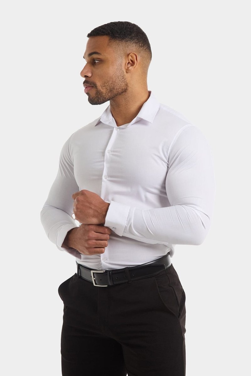Double Cuff Shirt in White - TAILORED ATHLETE - ROW