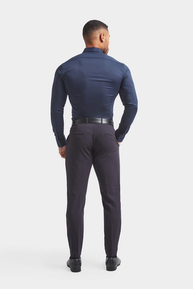 Muscle Fit Dress Shirt in Navy - TAILORED ATHLETE - ROW