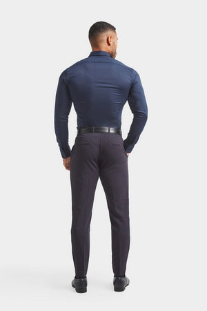 Muscle Fit Dress Shirt in Navy - TAILORED ATHLETE - ROW