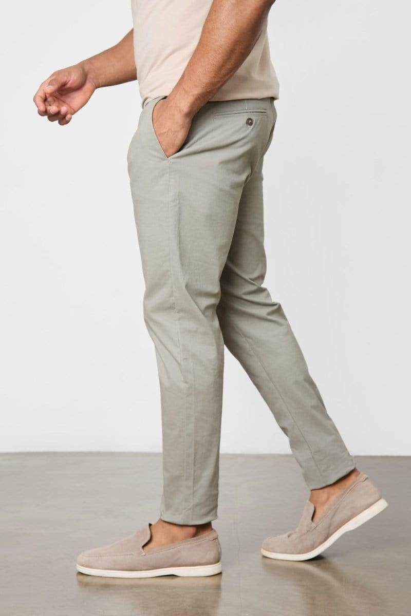 Muscle Fit Cotton Stretch Chino Trouser in Soft Khaki - TAILORED ATHLETE - ROW