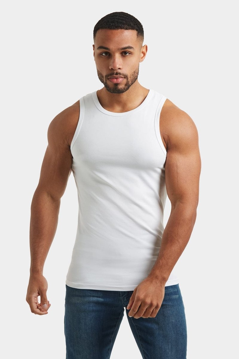 Muscle Fit Vest in White - TAILORED ATHLETE - ROW