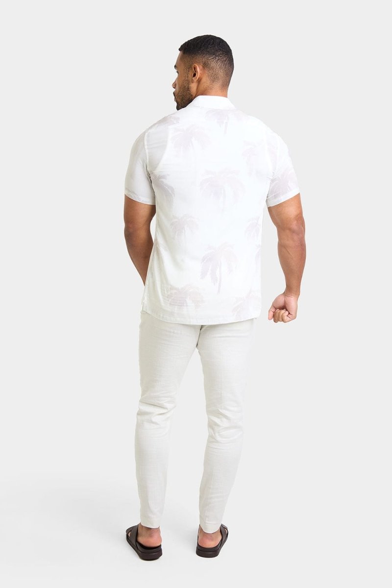 Printed Shirt in Stone Faded Palm - TAILORED ATHLETE - ROW