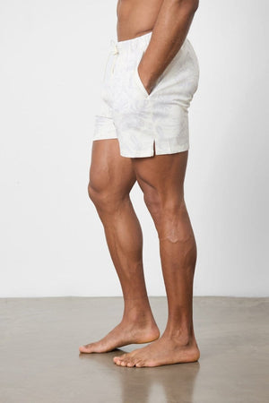 Printed Swim Short in Stone Faded Palm - TAILORED ATHLETE - ROW