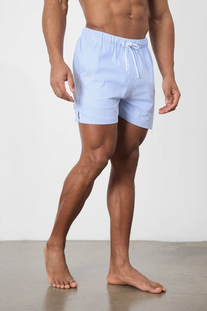 Fine Stripe Swim Short in Pale Blue/White - TAILORED ATHLETE - ROW