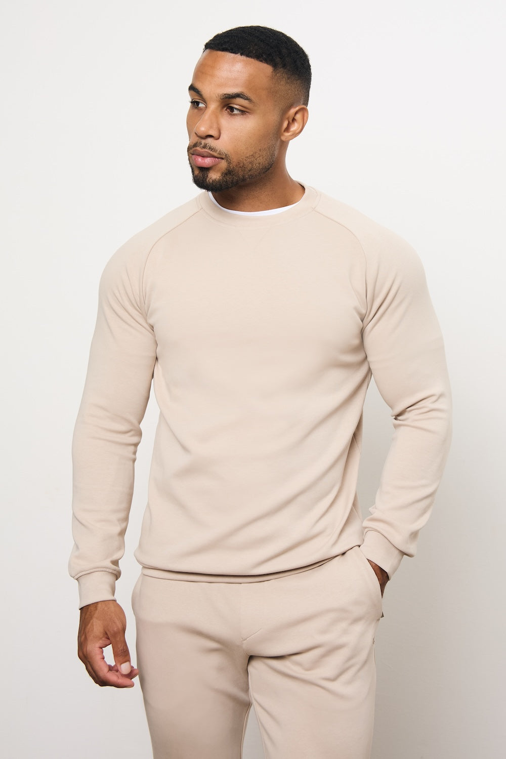 Interlock Crew Neck Sweat in Stone