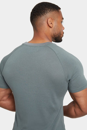 Knit Look T-Shirt in Khaki Grey - TAILORED ATHLETE - ROW
