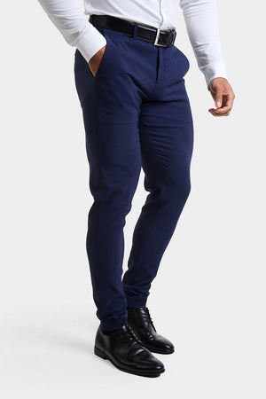 True Muscle Fit Tech Suit Trousers in Navy - TAILORED ATHLETE - ROW