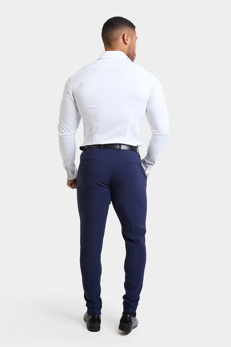 True Muscle Fit Tech Suit Trousers in Navy - TAILORED ATHLETE - ROW