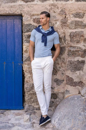 Muscle Fit Polo Shirt in Pale Blue - TAILORED ATHLETE - ROW