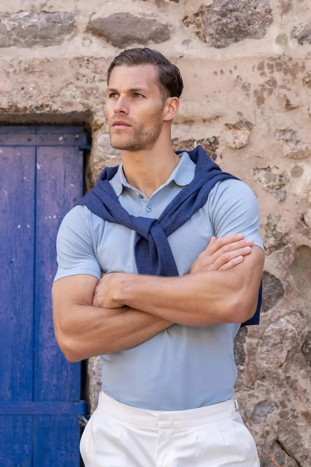 Muscle Fit Polo Shirt in Pale Blue - TAILORED ATHLETE - ROW