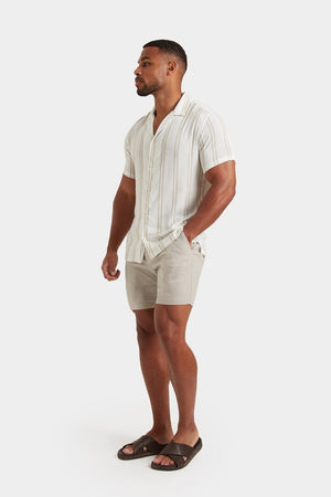 Printed Shirt in Stone Retro Stripe - TAILORED ATHLETE - ROW