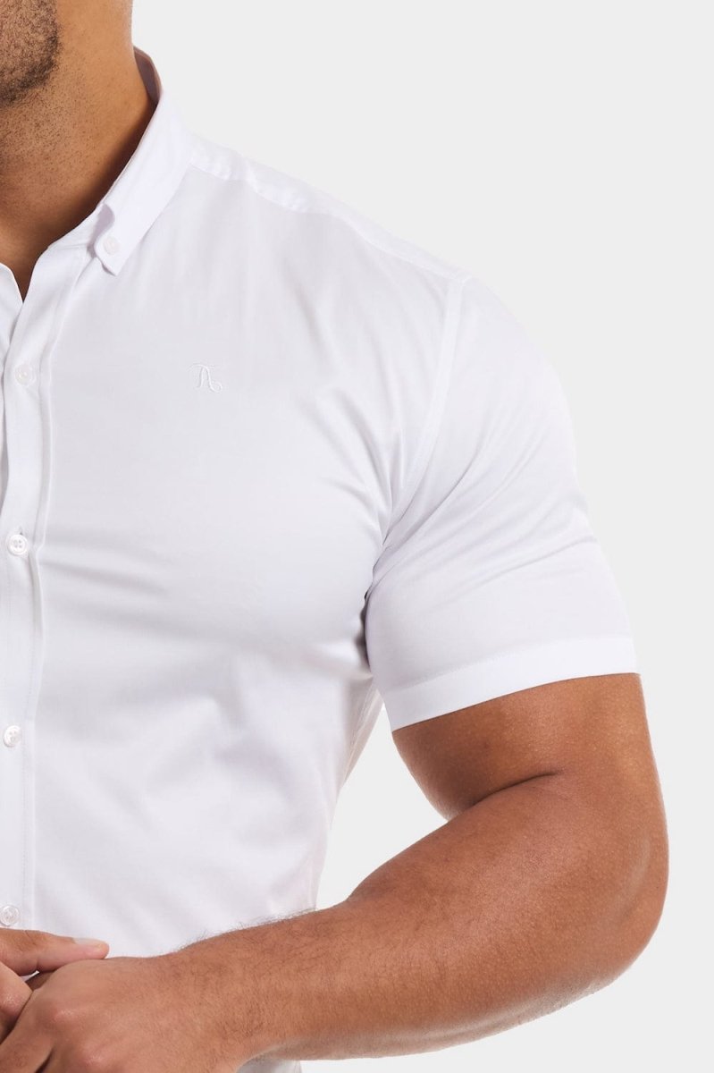 Muscle Fit Short Sleeve Signature Shirt in White - TAILORED ATHLETE - ROW