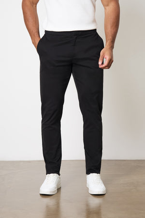 Smart Chino Side Adjuster Trousers in Black