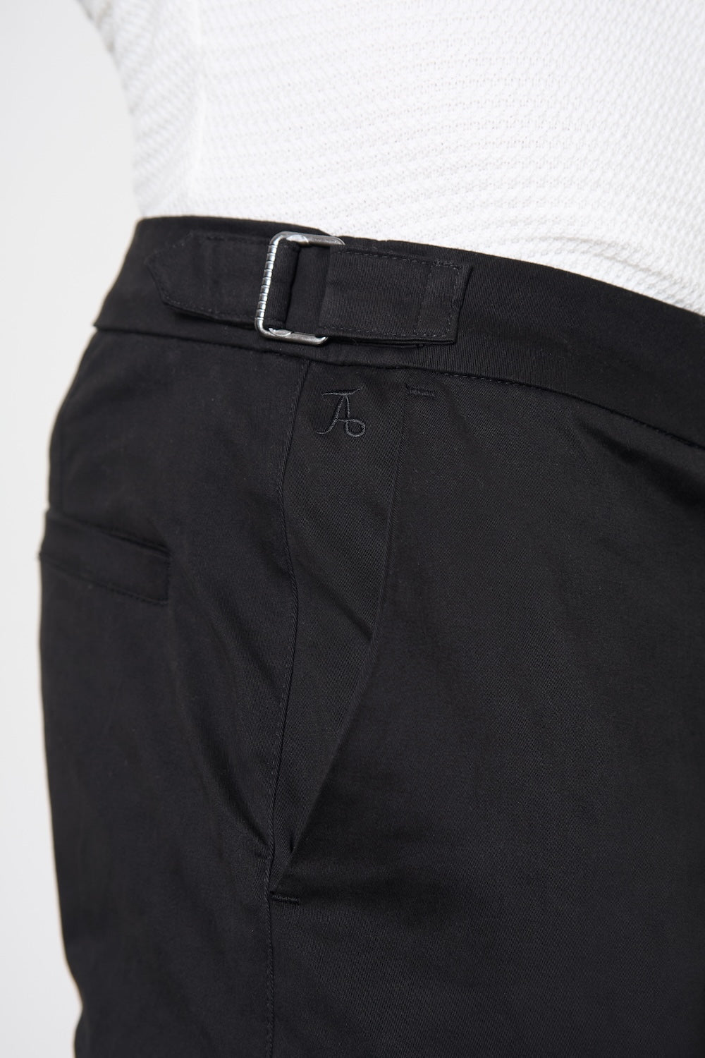 Smart Chino Side Adjuster Trousers in Black