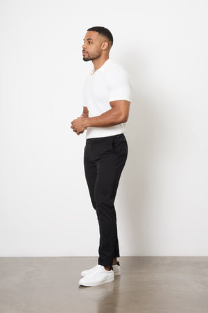 Smart Chino Side Adjuster Trousers in Black