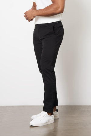 Smart Chino Side Adjuster Trousers in Black
