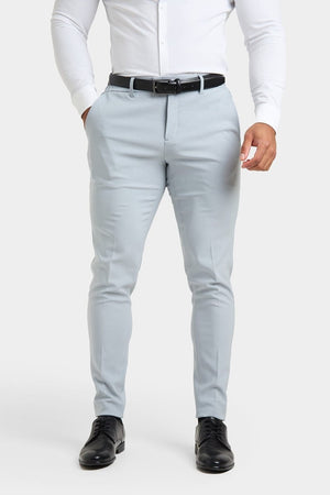 True Muscle Fit Tech Suit Trousers in Light Grey - TAILORED ATHLETE - ROW