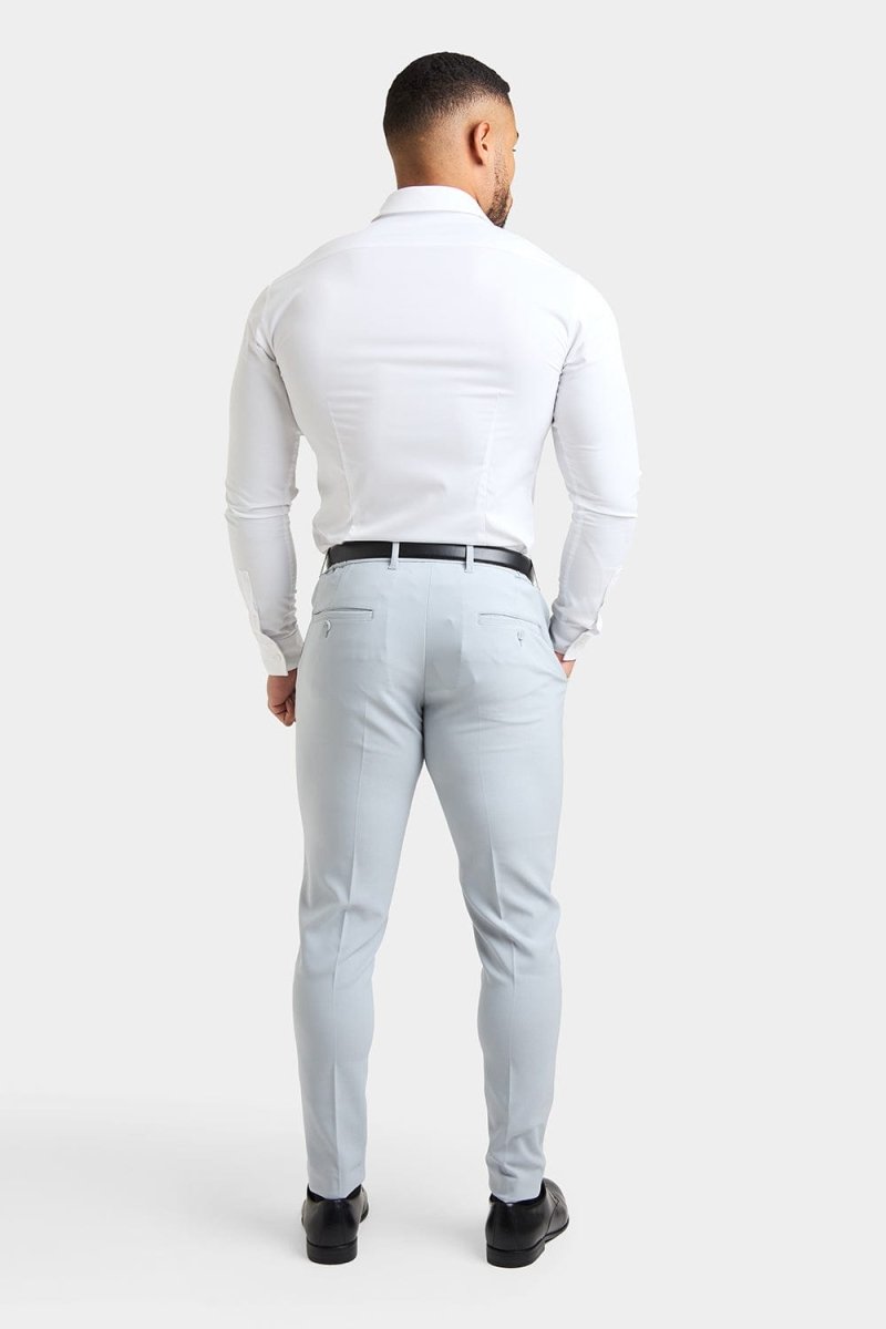 True Muscle Fit Tech Suit Trousers in Light Grey - TAILORED ATHLETE - ROW