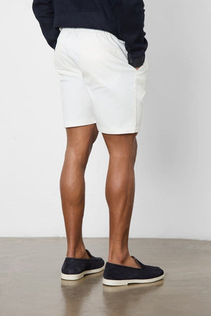 Smart Pleated Cotton Side Adjust Short in White - TAILORED ATHLETE - ROW