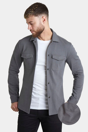 Twill Jersey Shacket in Graphite - TAILORED ATHLETE - ROW