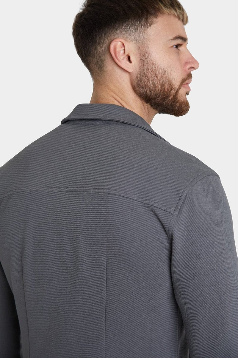 Twill Jersey Shacket in Graphite - TAILORED ATHLETE - ROW
