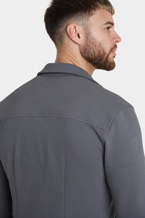 Twill Jersey Shacket in Graphite - TAILORED ATHLETE - ROW