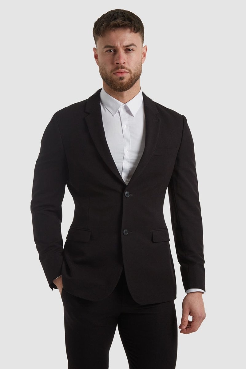 True Muscle Fit Suit Jacket in Black - TAILORED ATHLETE - ROW